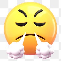 Frustrated face 3D png emoticon sticker, transparent background