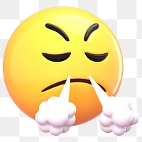 Frustrated face 3D png emoticon sticker, transparent background