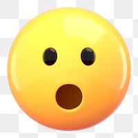 Wow face 3D png emoticon sticker, transparent background