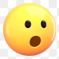 Wow face 3D png emoticon sticker, transparent background