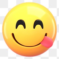 Yummy emoticon png 3D social media sticker, transparent background