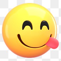 3D emoticon png yummy sticker, transparent background