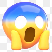 Shocking face 3D png emoticon sticker, transparent background