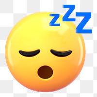 Sleeping face 3D png emoticon sticker, transparent background