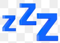 3D sleep png ZZZ sticker, transparent background