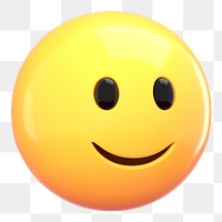 Slightly happy 3D png emoticon sticker, transparent background