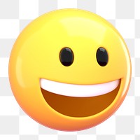 Happy face 3D png emoticon sticker, transparent background