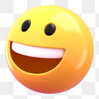 Happy face 3D png emoticon sticker, transparent background