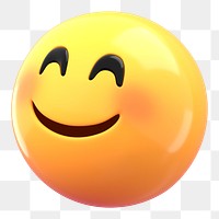 Blushing face 3D png emoticon sticker, transparent background