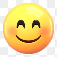 Blushing face 3D png emoticon sticker, transparent background