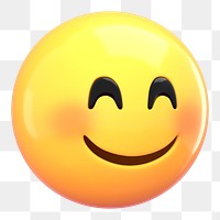 Blushing face 3D png emoticon sticker, transparent background