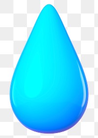 3D blue shape png water drop sticker, transparent background