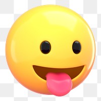 Tongue out  3D png emoticon sticker, transparent background