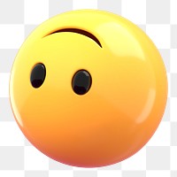 Upside down face 3D png emoticon sticker, transparent background