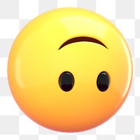 Upside down face 3D png emoticon sticker, transparent background