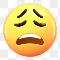 Disappointed face 3D png emoticon sticker, transparent background