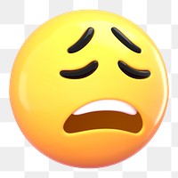 Disappointed face 3D png emoticon sticker, transparent background