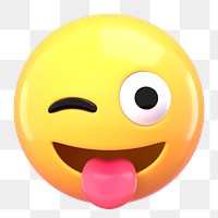 Silly face 3D png emoticon sticker, transparent background