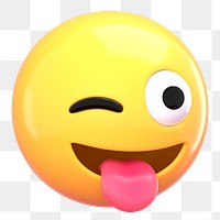 Silly face 3D png emoticon sticker, transparent background