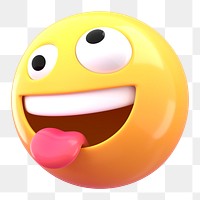 Crazy face 3D png emoticon sticker, transparent background