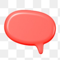 PNG 3D red speech bubble sticker, transparent background