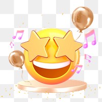 Celebration 3D png emoticon sticker, transparent background