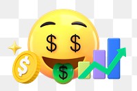 Growing revenue png emoticons, 3D business graphics, transparent background