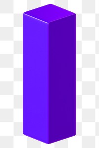 3D purple rectangle png cuboid geometric shape sticker, transparent background