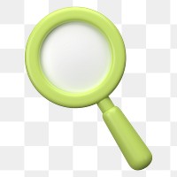 Green magnifying glass png 3D icon sticker, transparent background