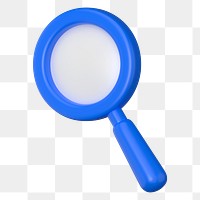 Blue magnifying glass png 3D icon sticker, transparent background