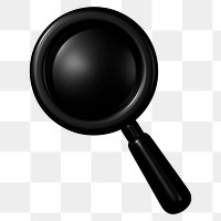 Black magnifying glass png 3D icon sticker, transparent background
