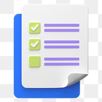 Task manager list png 3D business icon sticker, transparent background