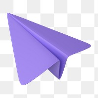 Purple paper plane png 3D icon sticker, transparent background