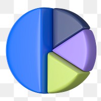 3d pie chart png sticker, business graph, transparent background