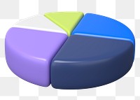 3D pie chart png sticker, business graph, transparent background