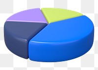 3D pie chart png sticker, business graph, transparent background