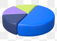 3D pie chart png sticker, business graph, transparent background