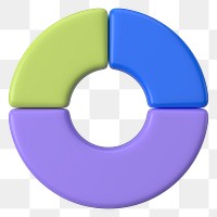Colorful circle graph png 3D shape sticker, transparent background