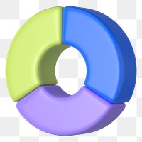 Circular chart graph png 3D shape sticker, transparent background