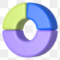 Doughnut chart graph png 3D shape sticker, transparent background