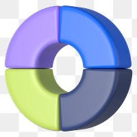 Donut chart graph png 3D shape sticker, transparent background