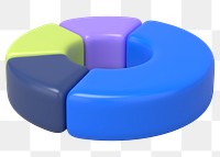 Doughnut chart graph png 3D shape sticker, transparent background