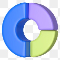 Circular chart graph png 3D shape sticker, transparent background