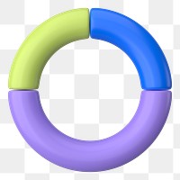 Doughnut chart graph png 3D shape sticker, transparent background