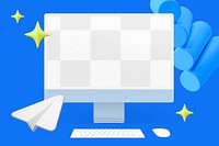 3D computer png screen mockup, transparent design