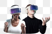 People wearing VR png sticker, entertainment technology, transparent background