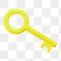 Gold key png sticker, 3D rendering graphic, transparent background