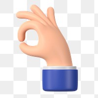 Businessman's OK hand png sticker, 3D gesture illustration, transparent background