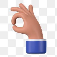 Businessman's OK hand png sticker, 3D gesture illustration, transparent background