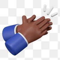 Businessman clapping hands png sticker, business etiquette in 3D, transparent background